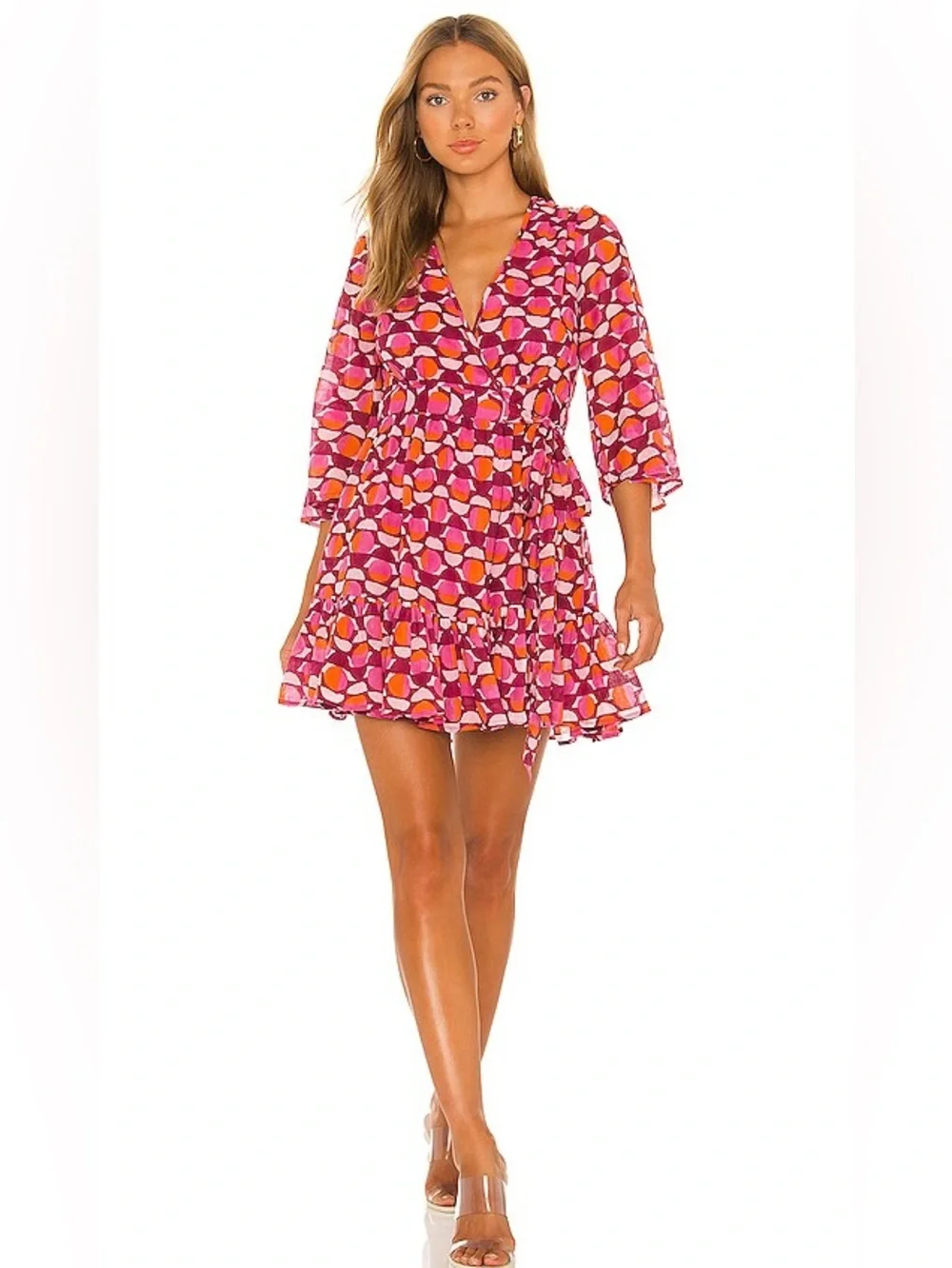 Banjanan Gwen Curlew Curve Lilac Sachet Wrap Mini Dress Size L‎